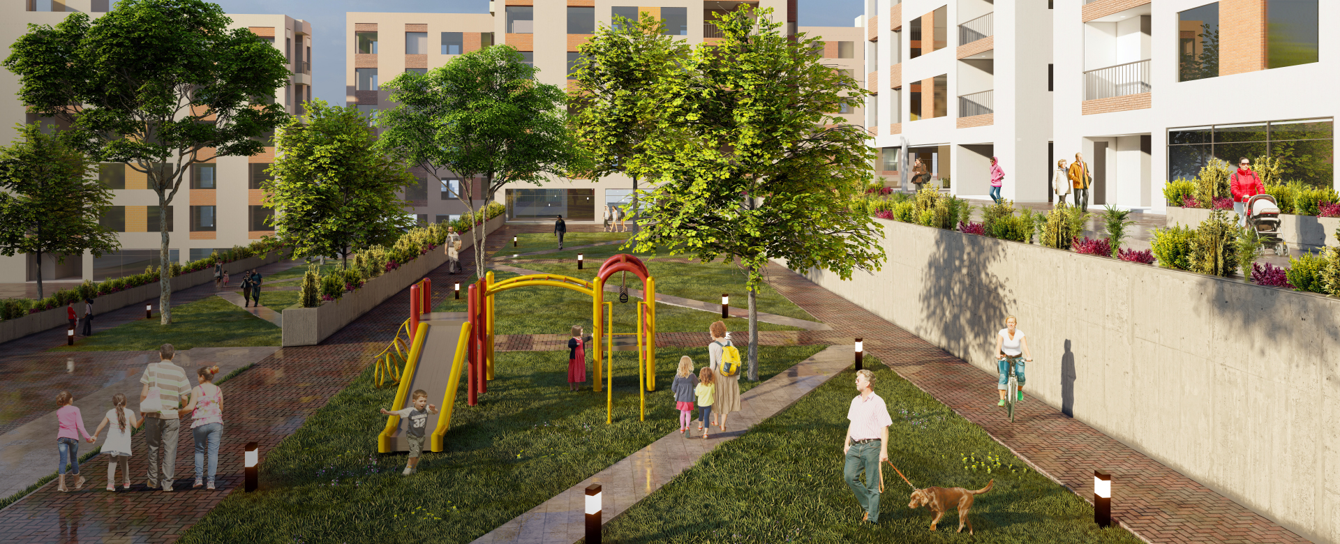Imagen generada por computador del proyecto de vivienda Tres Quebradas UG1