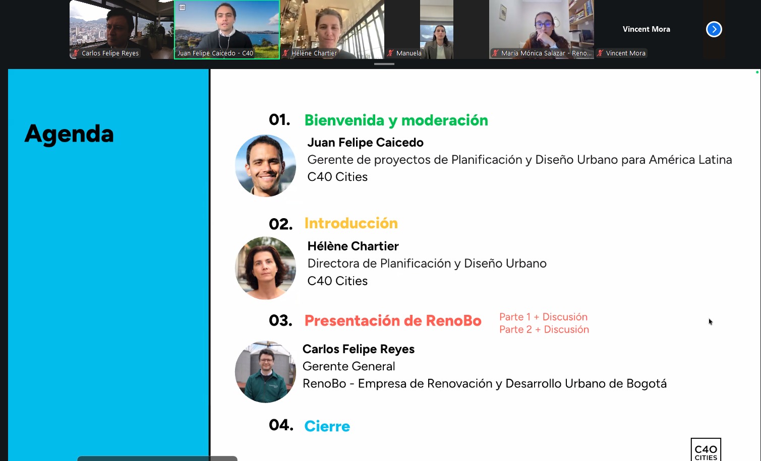 Agenda de webinar colaboracion de Renobo y la red de ciudades c40