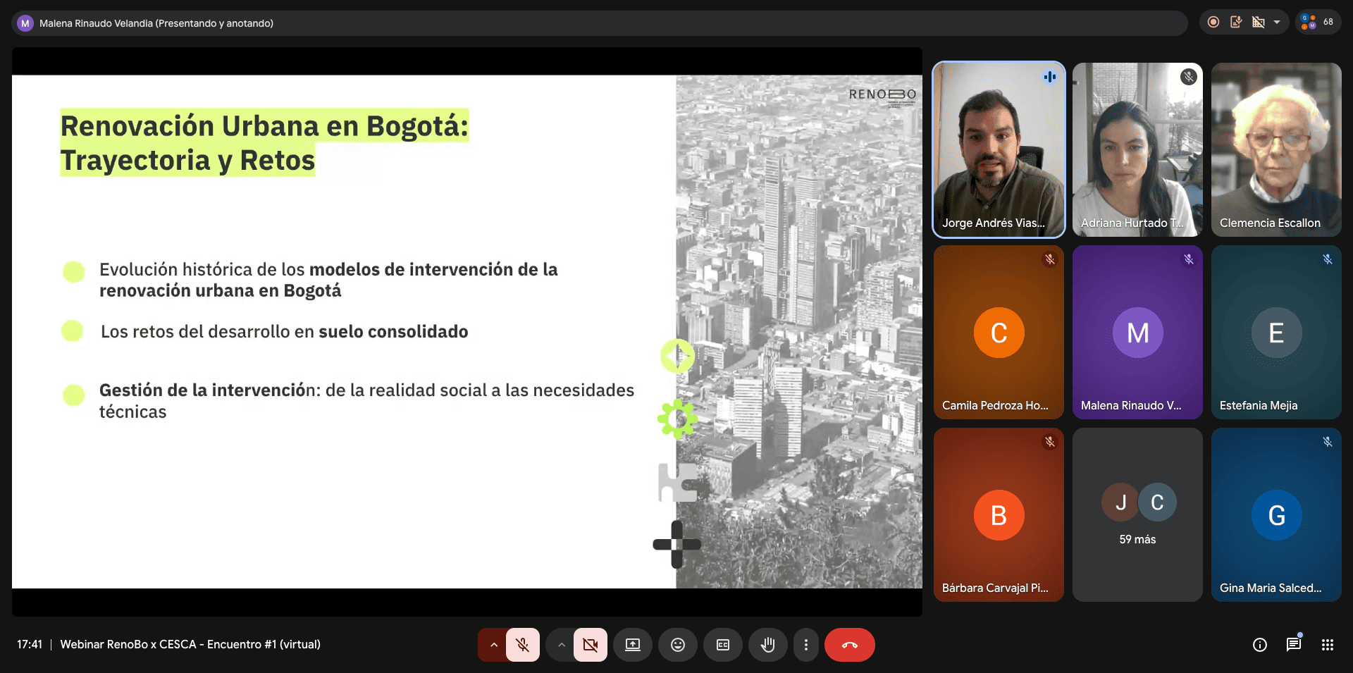 Captura de pantalla webinar Laboratorio de Ciudad